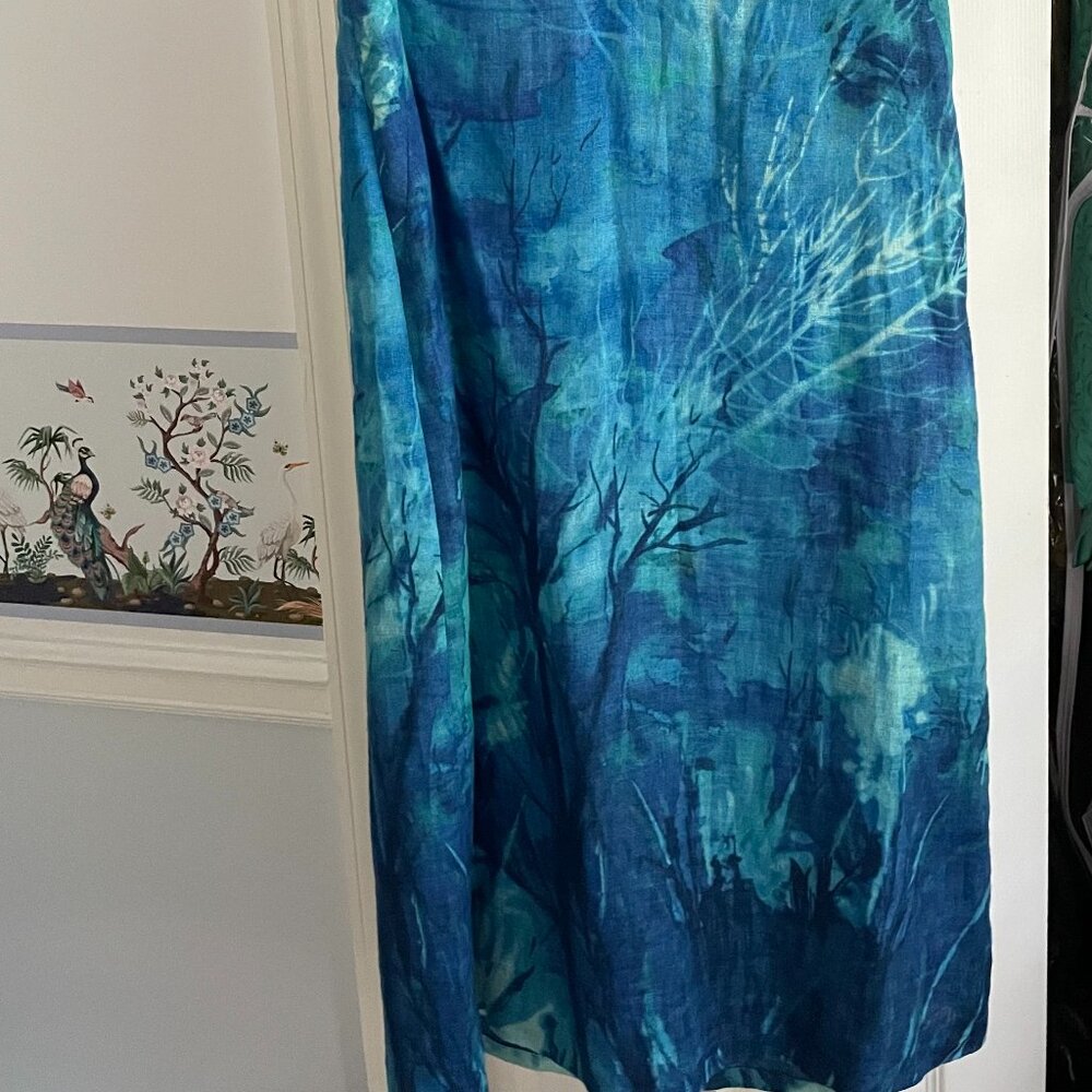 Linen Sheath V-Neck Dress, Midi - Picture 5 of 7